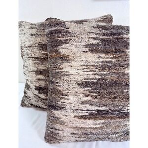 Woven Wool Blend Throw Pillow Covers 20x20 Brown Cream Set of 2 Ashley furniture